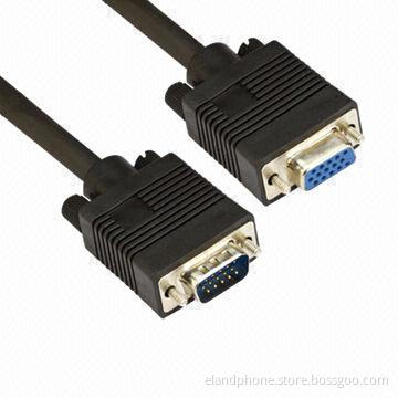 Black VGA Male to VGA Male Plug Cable with Gold Plated Connector and 2 x EMI/RFI Filters